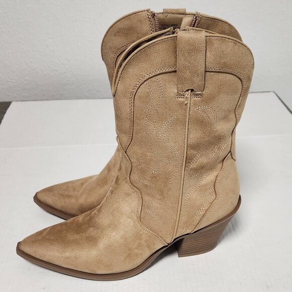 Universal Thread Women's Size 11M Jacey Tan Faux Suede Country Western Boots - Picture 2 of 11